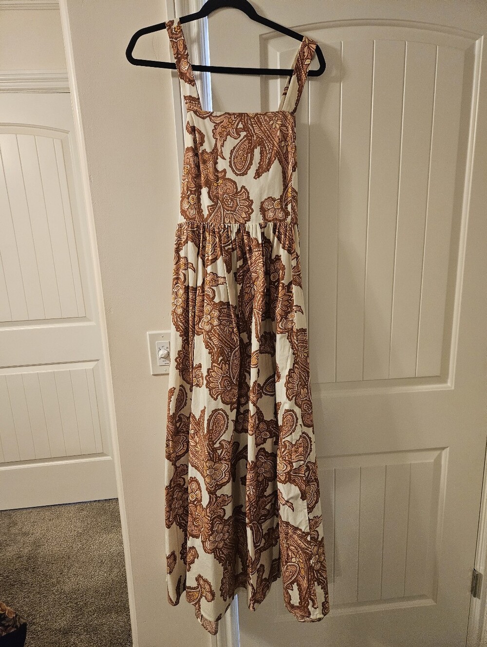 Worthington Cream Maxi Dress with Brown Paisley Print Size L